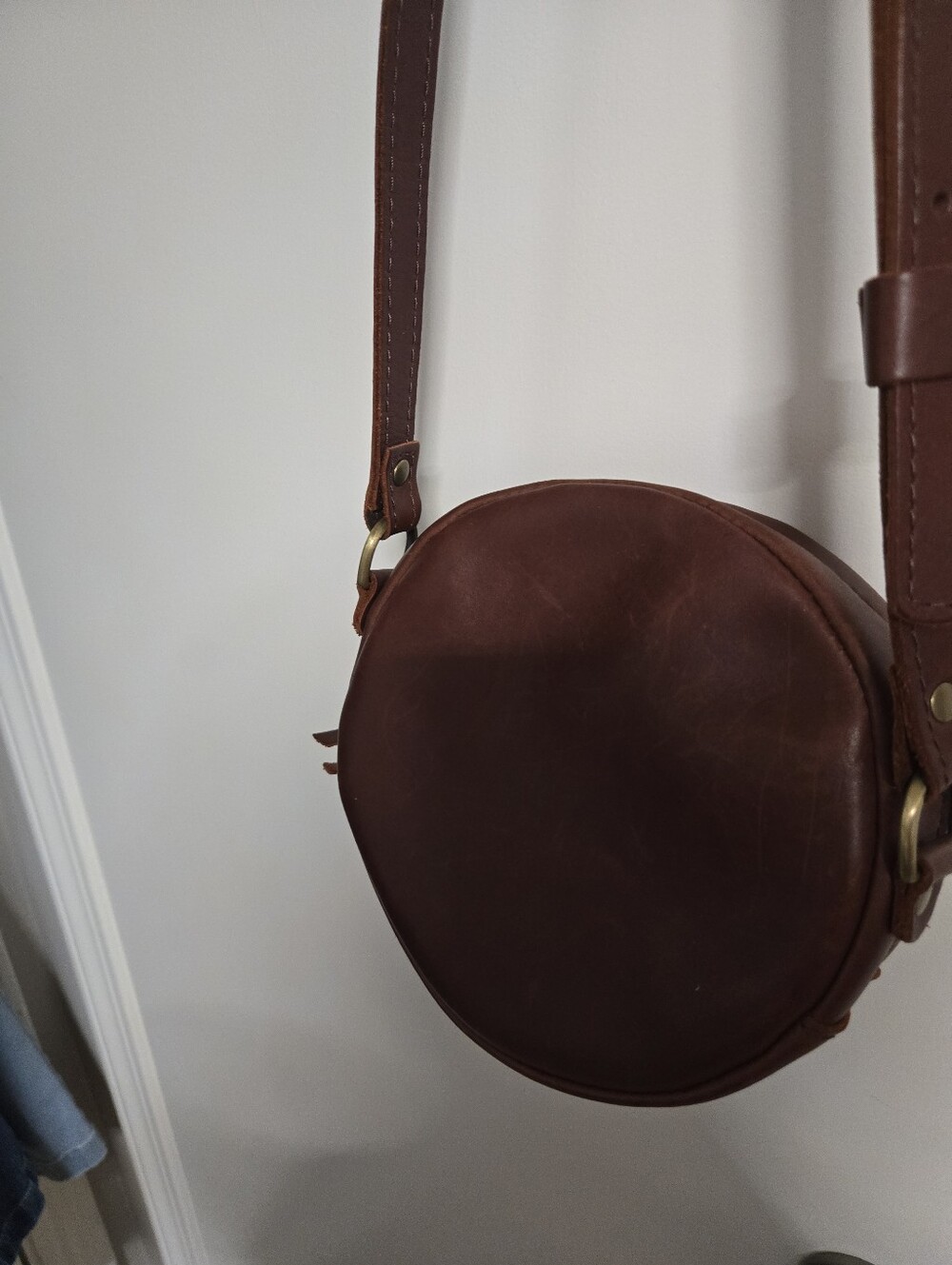 PortlandLeather Round Crossbody Bag - Cognac - Picture 4 of 7
